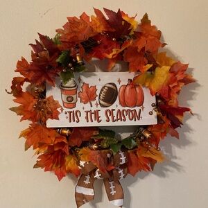Fall Football Leafy Wreath